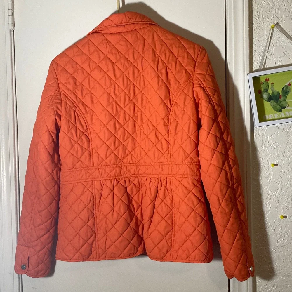 Lauren Ralph‎ Lauren Quilted Jacket Orange Lightweight Coat Women's Small Fall